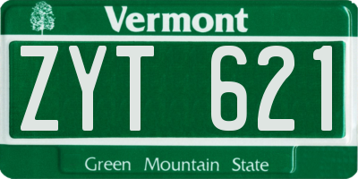 VT license plate ZYT621