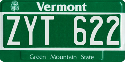 VT license plate ZYT622