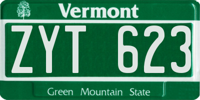 VT license plate ZYT623