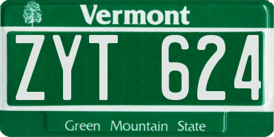 VT license plate ZYT624