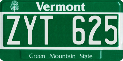 VT license plate ZYT625