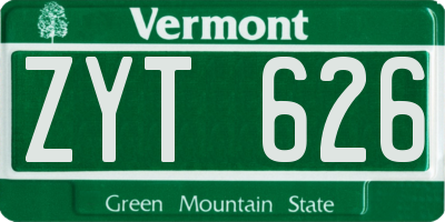 VT license plate ZYT626