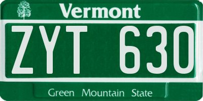 VT license plate ZYT630