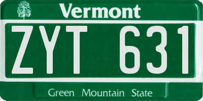 VT license plate ZYT631