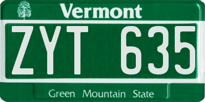 VT license plate ZYT635