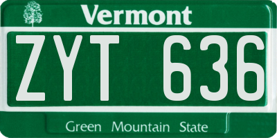 VT license plate ZYT636