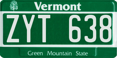 VT license plate ZYT638