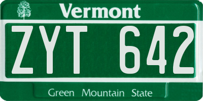 VT license plate ZYT642