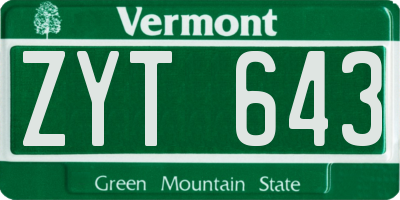 VT license plate ZYT643