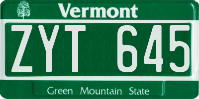 VT license plate ZYT645