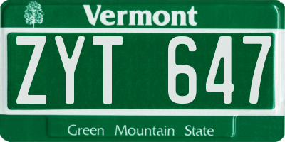 VT license plate ZYT647