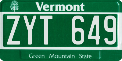 VT license plate ZYT649