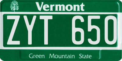 VT license plate ZYT650