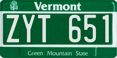 VT license plate ZYT651