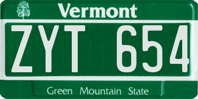 VT license plate ZYT654