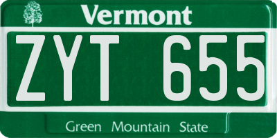 VT license plate ZYT655