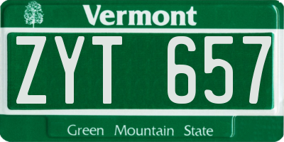 VT license plate ZYT657
