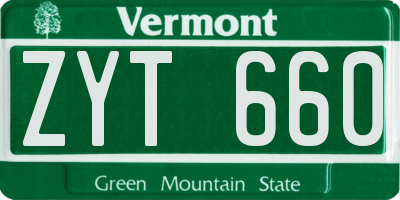 VT license plate ZYT660