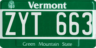 VT license plate ZYT663