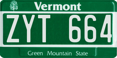 VT license plate ZYT664