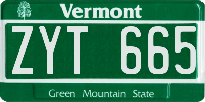 VT license plate ZYT665
