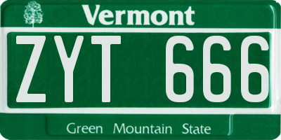 VT license plate ZYT666