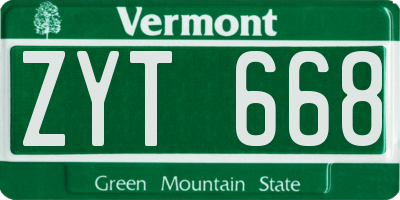 VT license plate ZYT668