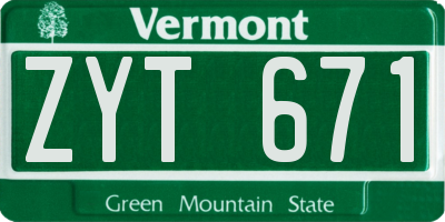 VT license plate ZYT671