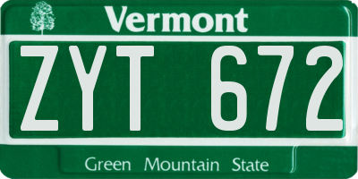 VT license plate ZYT672
