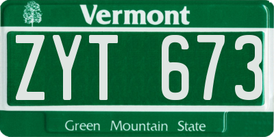 VT license plate ZYT673