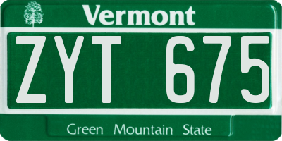 VT license plate ZYT675