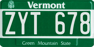 VT license plate ZYT678
