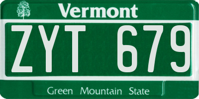 VT license plate ZYT679