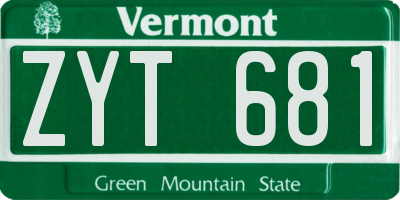 VT license plate ZYT681