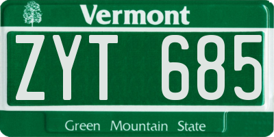 VT license plate ZYT685