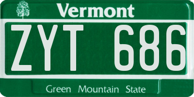 VT license plate ZYT686