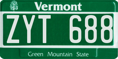 VT license plate ZYT688
