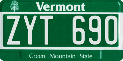 VT license plate ZYT690