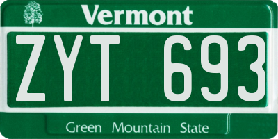 VT license plate ZYT693