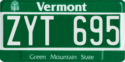 VT license plate ZYT695