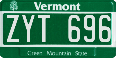 VT license plate ZYT696