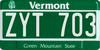 VT license plate ZYT703