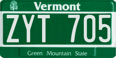 VT license plate ZYT705