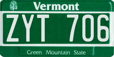 VT license plate ZYT706