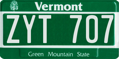 VT license plate ZYT707