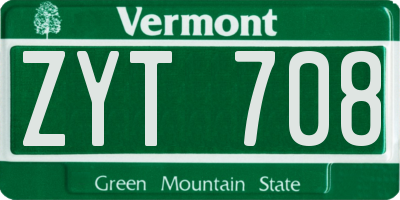 VT license plate ZYT708