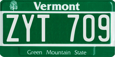 VT license plate ZYT709