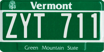 VT license plate ZYT711