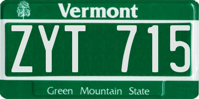 VT license plate ZYT715