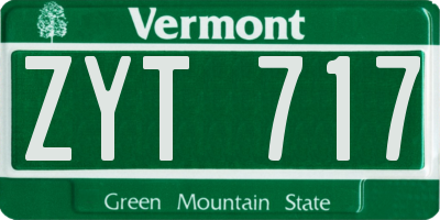 VT license plate ZYT717